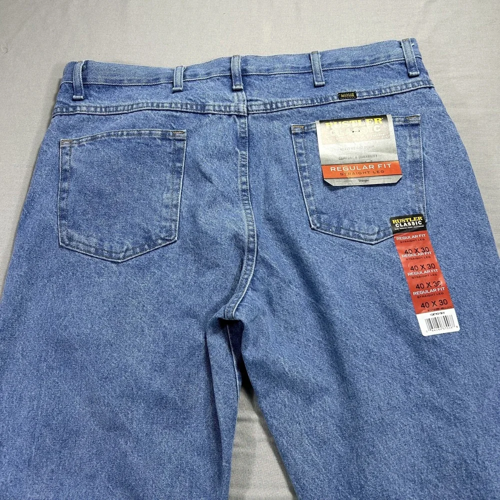NEW Wrangler‎ Rustler Jeans Mens 40x32 Blue Denim Wrangler Regular Straight ^ - Picture 4 of 13